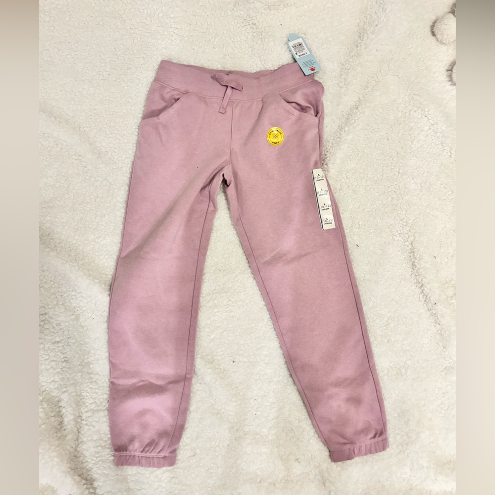 ❌SOLD❌Cat & Jack Mauve Pink Jogger Sweatpants with Yellow Smile Patch
